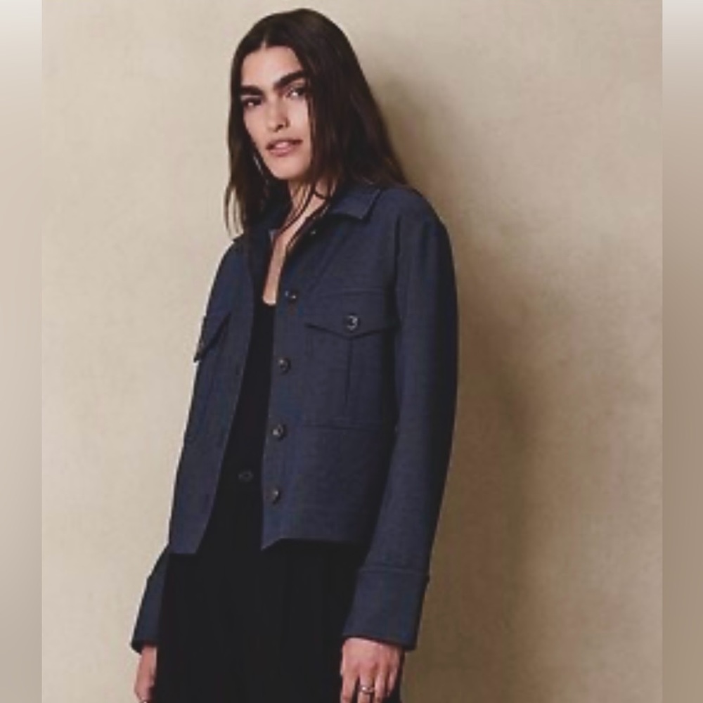 Banana Republic Factory Double-Knit Trucker Jacket/Navy Blue